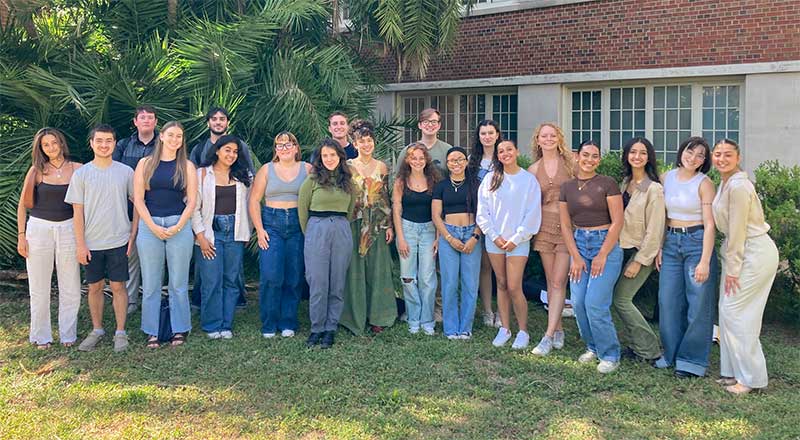 Group of students in front of a building